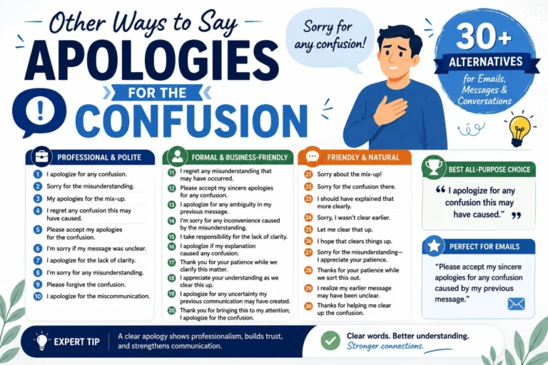 other ways to say apologies for the confusion