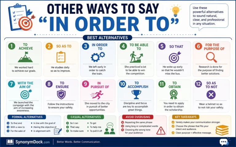 other ways to say in order to