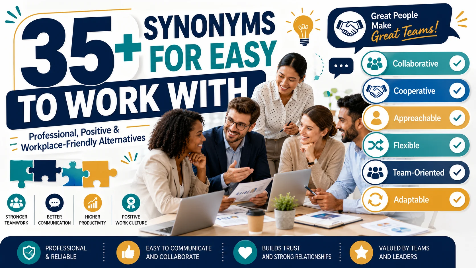 synonyms for easy to work with