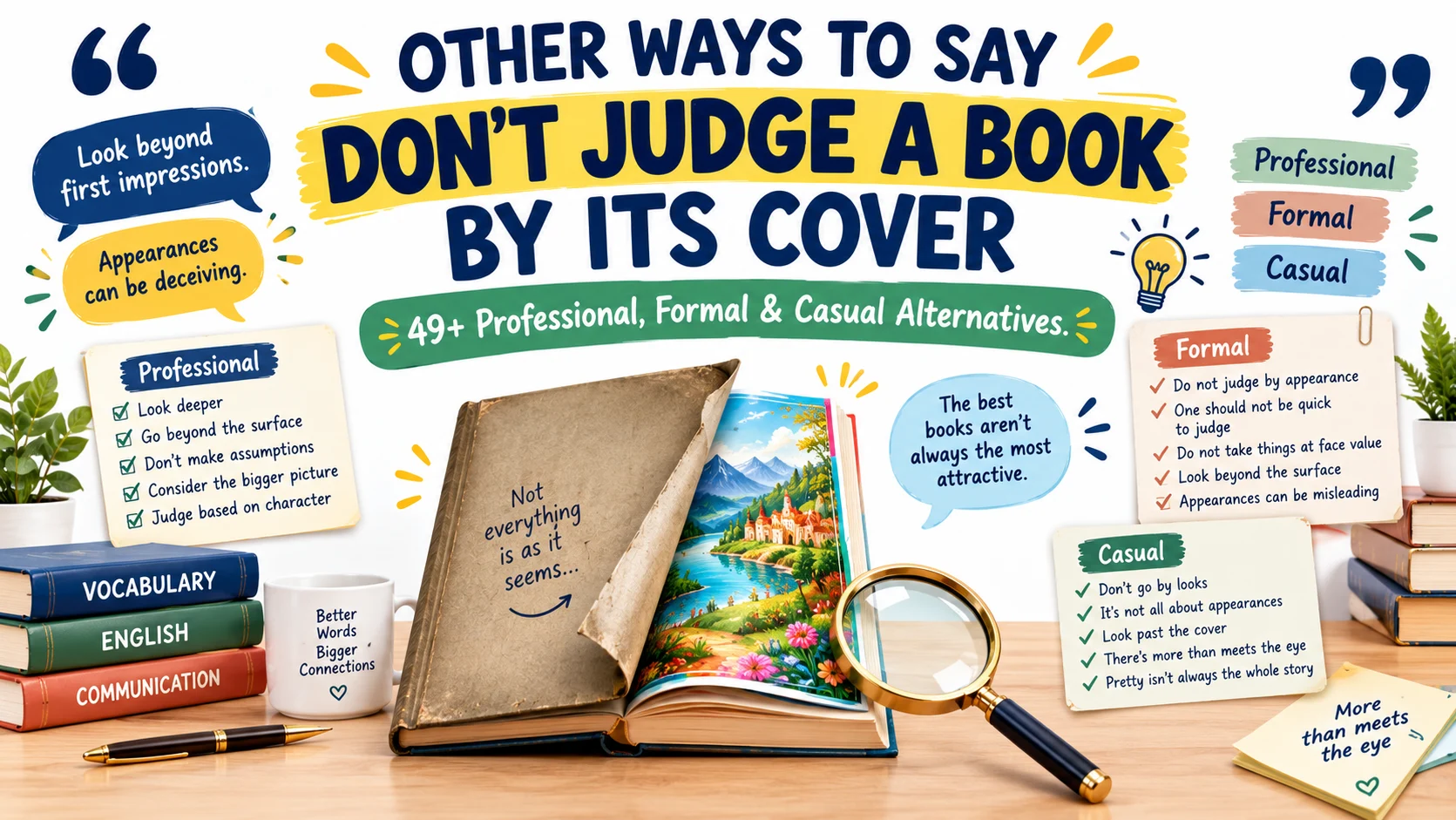 other ways to say don’t judge a book by its cover