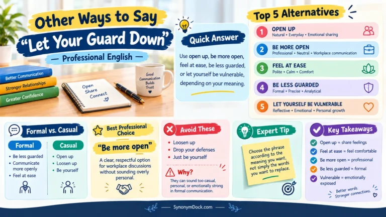 other ways to say let your guard down